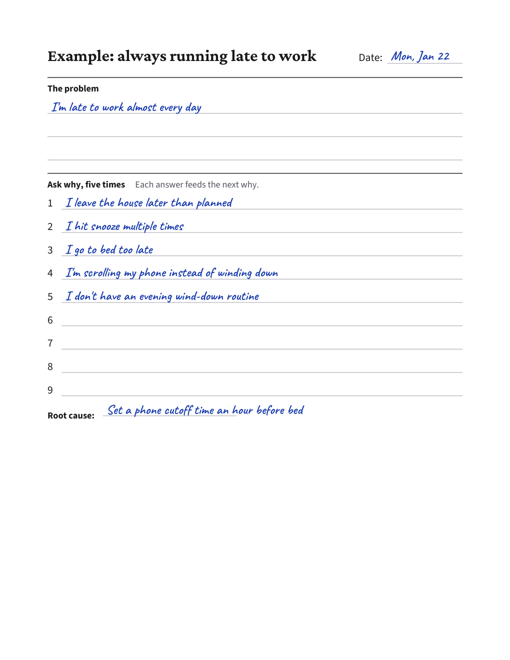 5 Whys Root Cause Chain