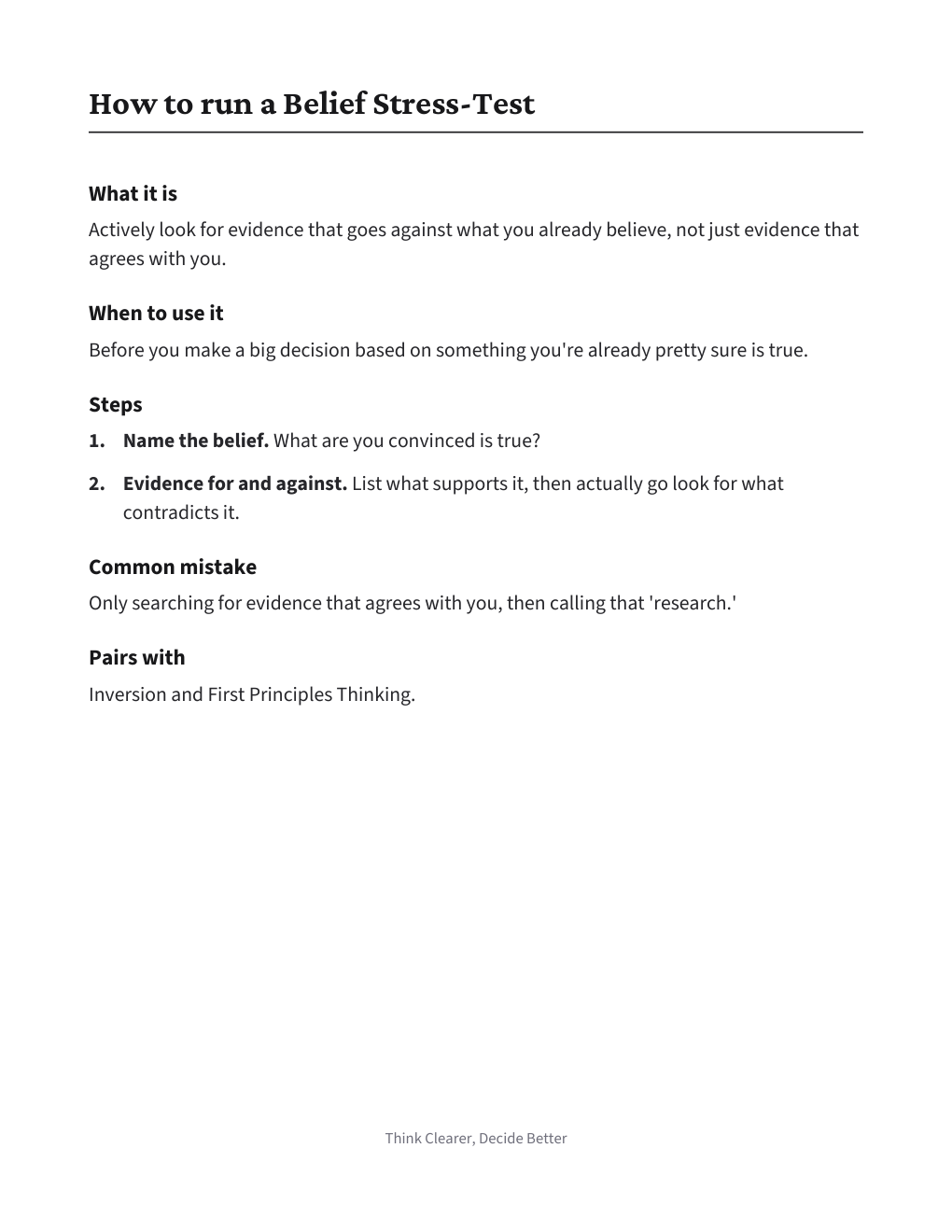 Belief Stress-Test, how to use it