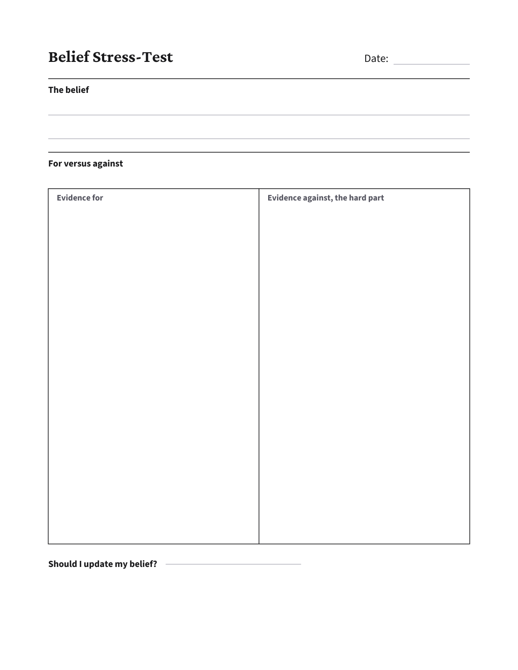 Belief Stress-Test, the worksheet