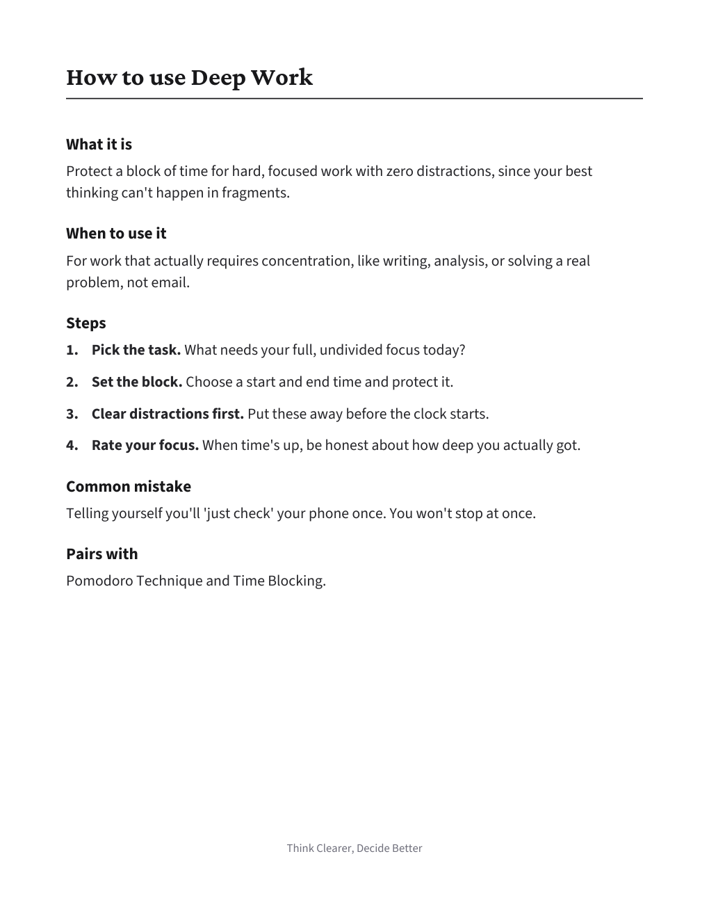 Deep Work Session Planner, how to use it