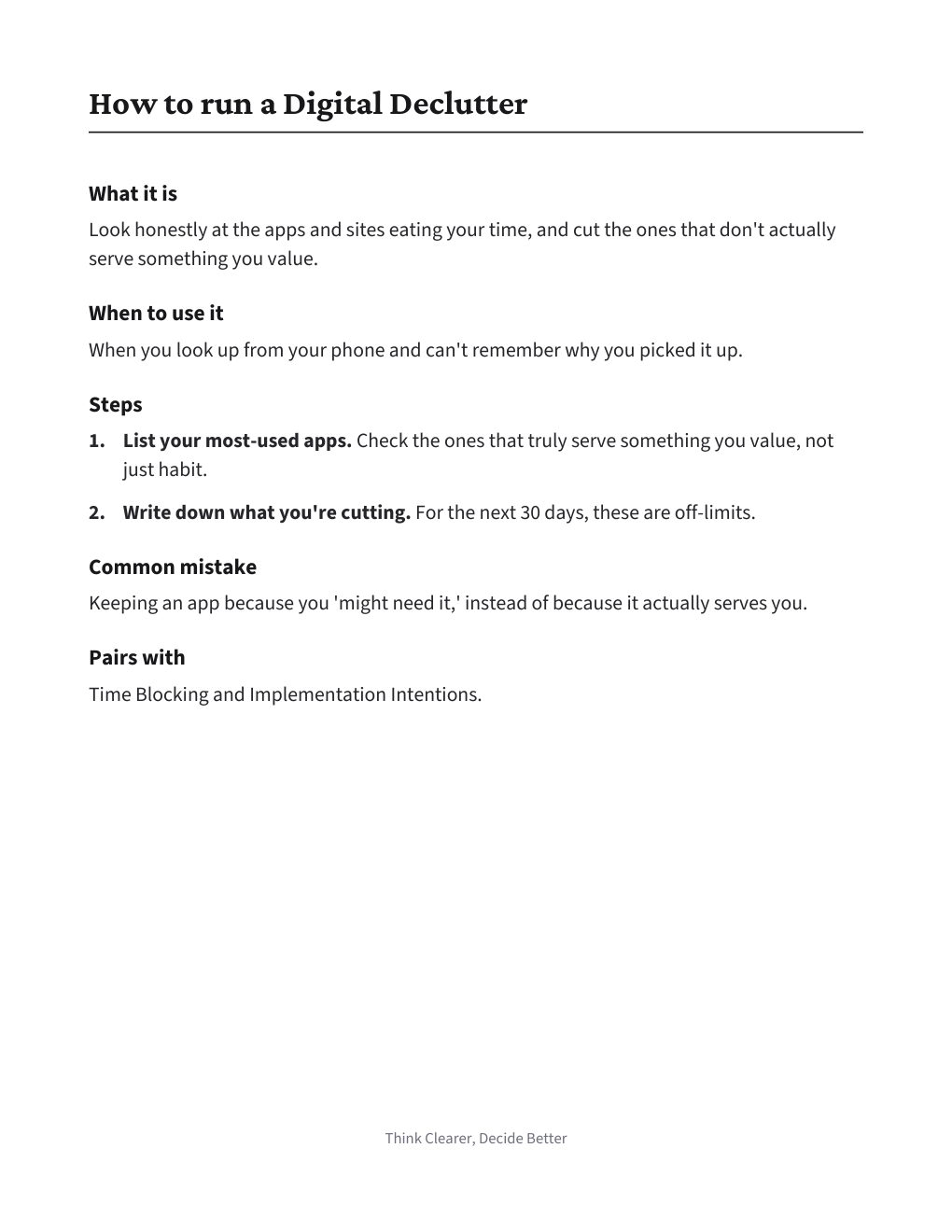 Digital Declutter Audit, how to use it