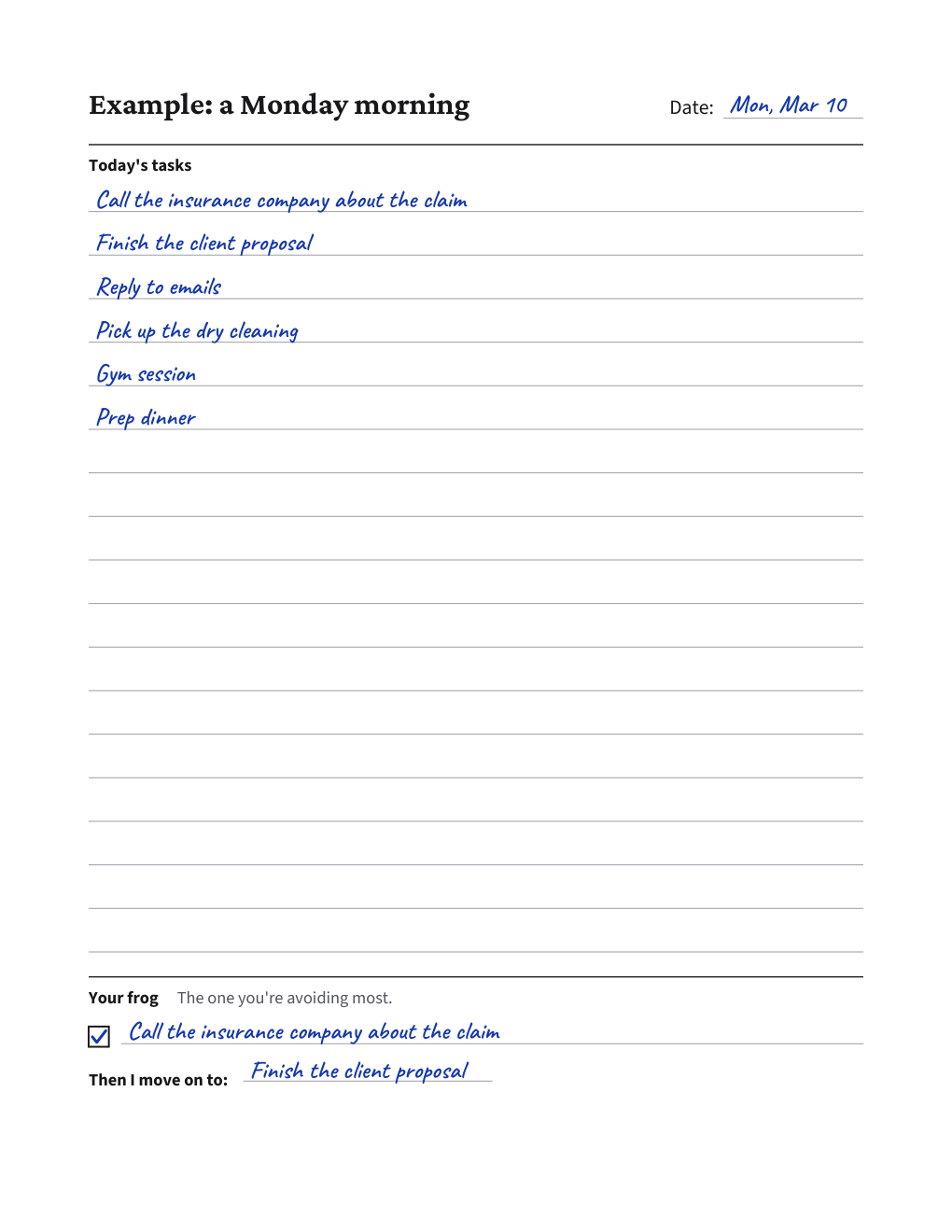 Eat the Frog Daily Sheet