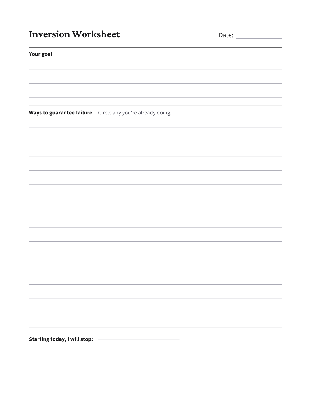 Inversion Worksheet, the worksheet