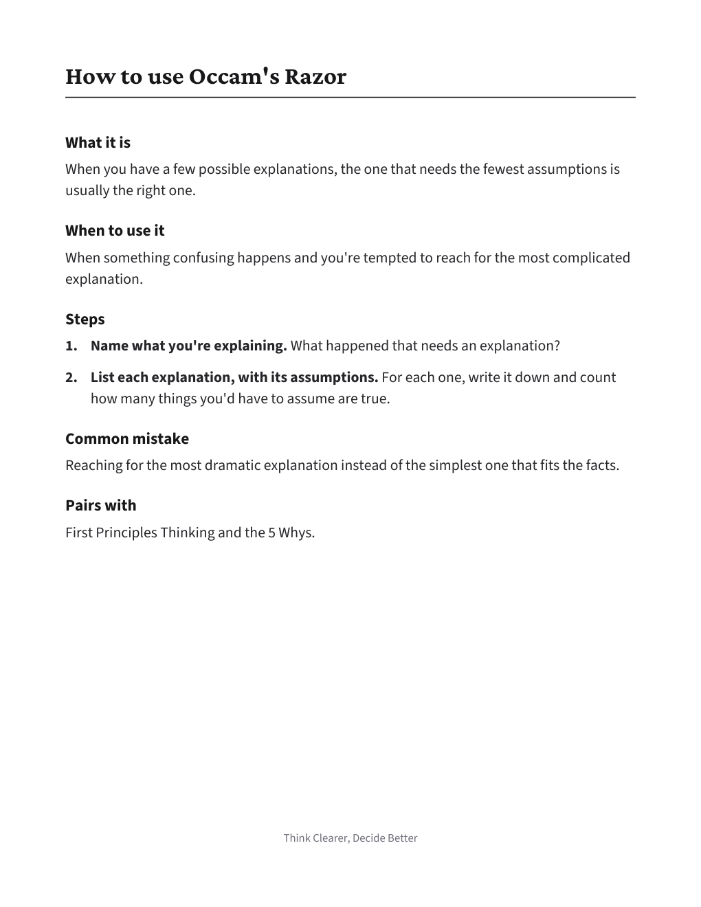 Explanation Comparison Table, how to use it