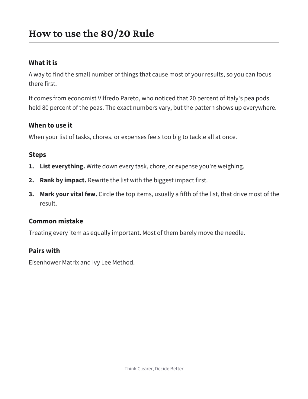 80/20 Vital Few Audit, how to use it