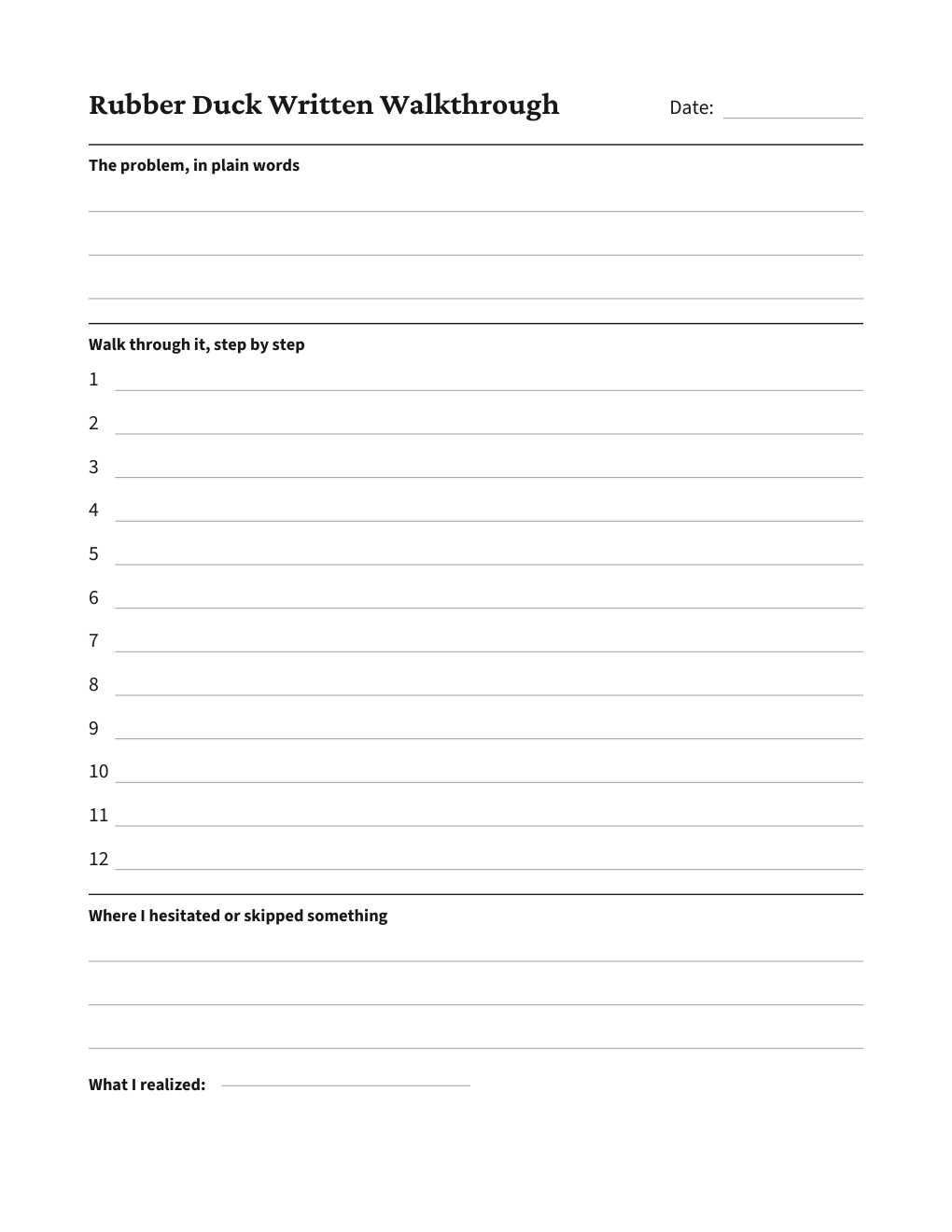 Rubber Duck Written Walkthrough, the worksheet