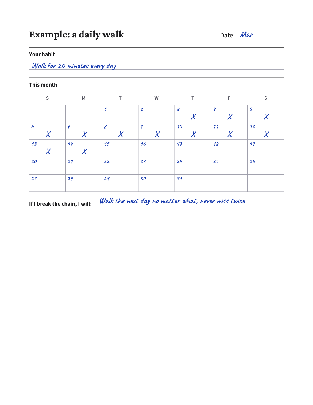 Don't Break the Chain Calendar