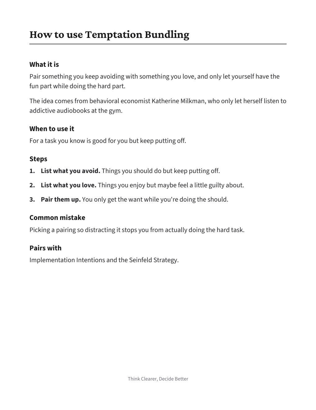 Temptation Bundling Pairing Sheet, how to use it