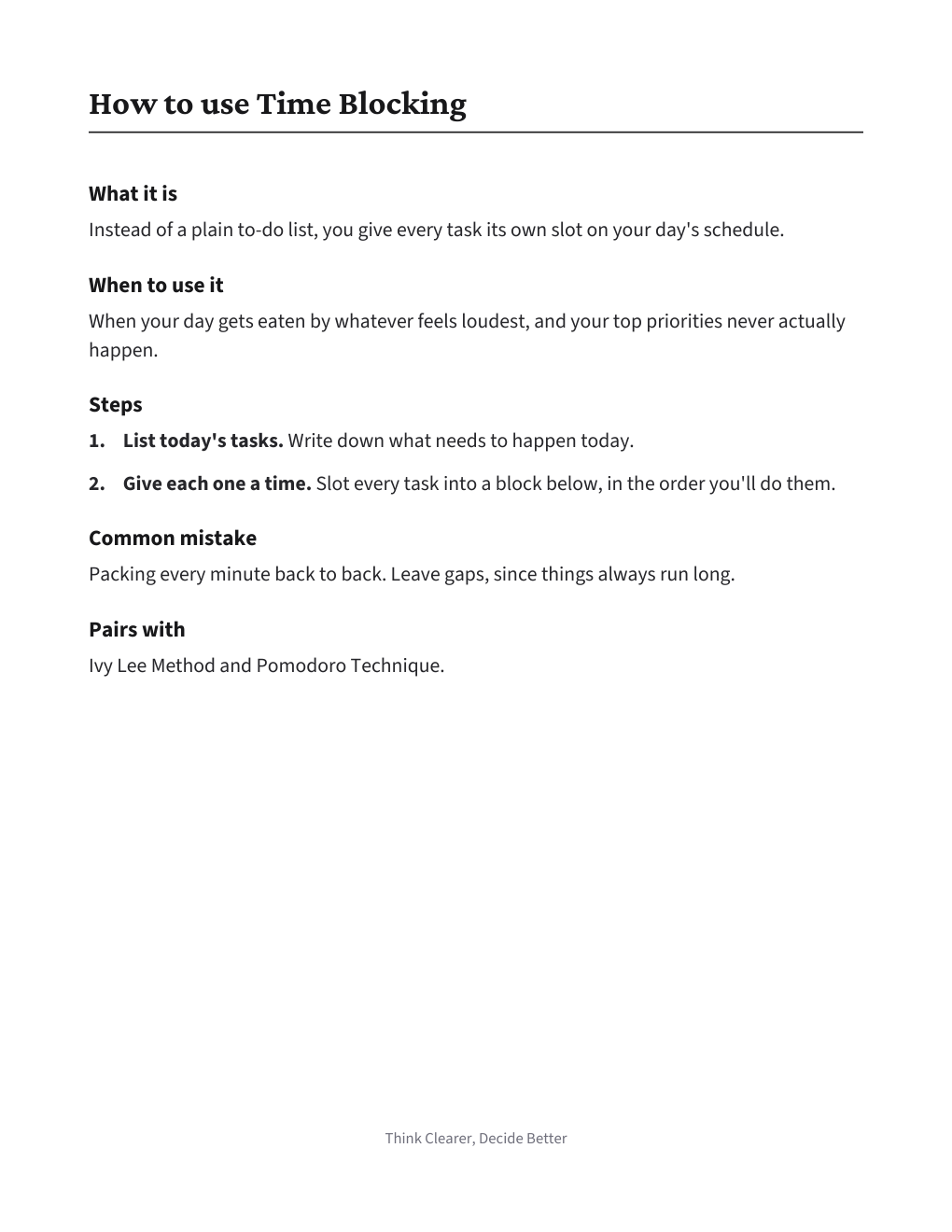 Daily Time Block Planner, how to use it