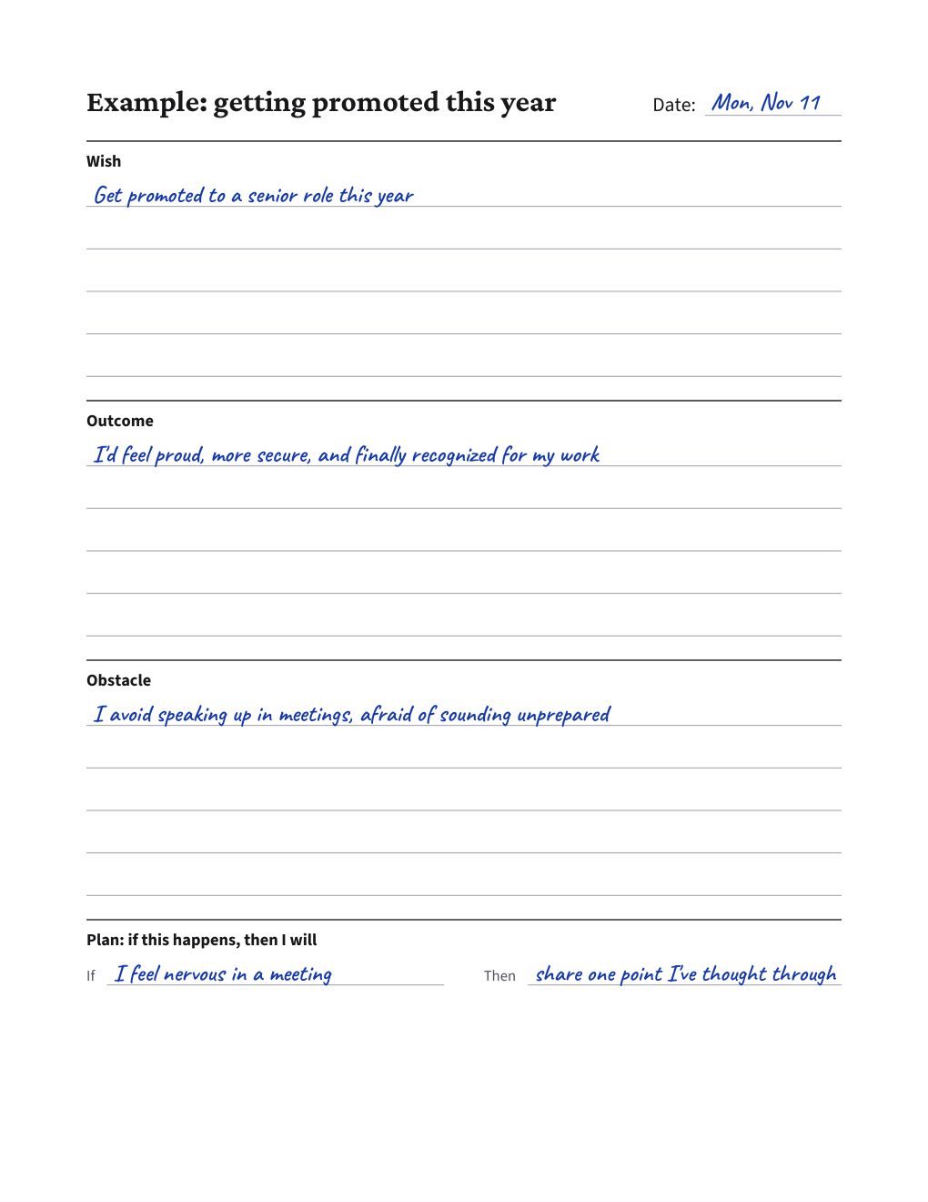WOOP Planning Sheet
